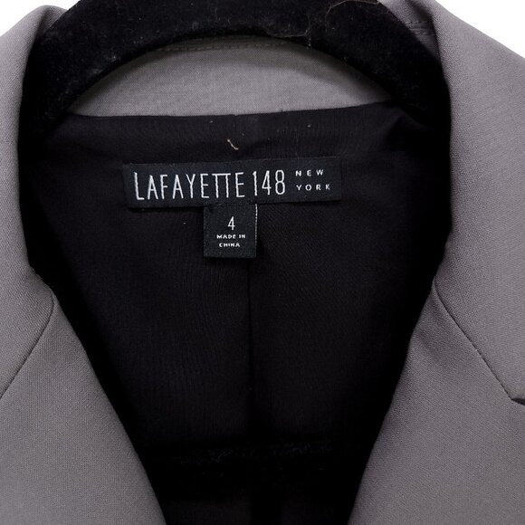 Lafayette 148 Virgin Wool Blazer Jacket Womens 4 Gray Pockets Office Career - Picture 11 of 14